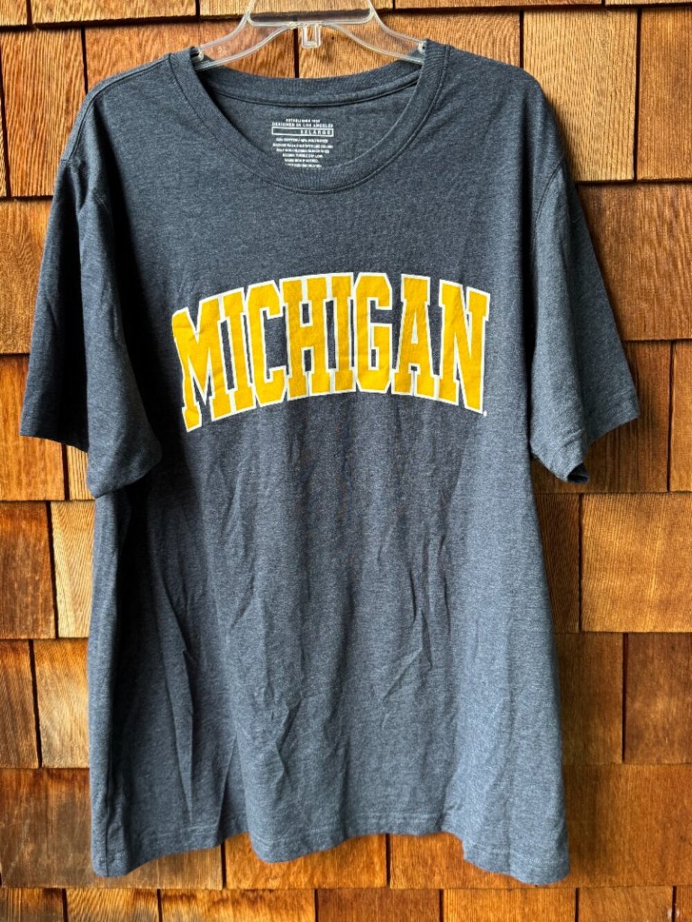 Michigan Wolverine Shirt Navy Blue NCAA University Graphic Short Sleeve Mens XXL